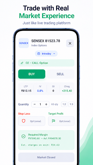 Paper Trade Sensex BSE Options Screenshot 3