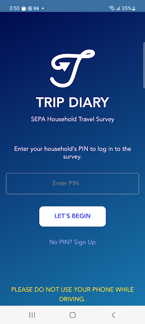 SEPA Household Travel Survey Screenshot 1
