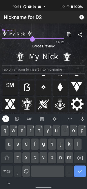Nickname for D2 Screenshot 0