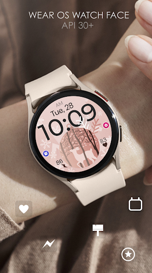 Xmas Reindeer pink watch face Screenshot 1