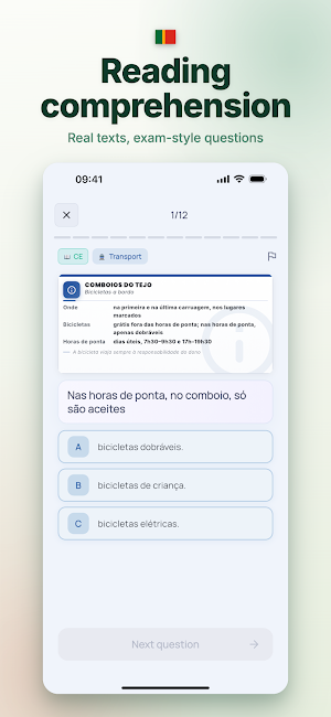 Portuguese A2 Citizenship Test Screenshot 1