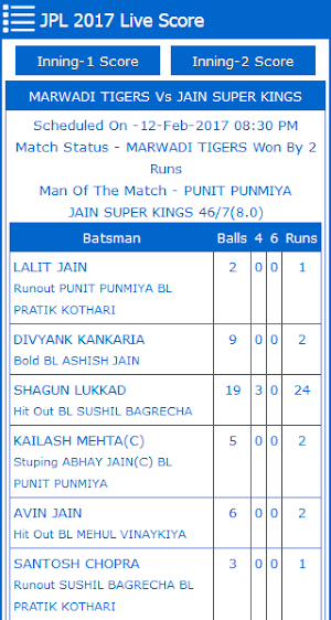 Jain Premier League, Sangli Screenshot 1