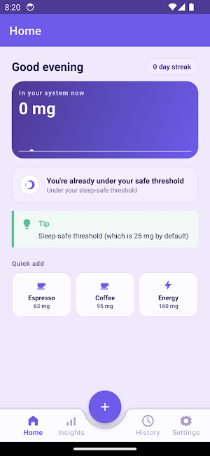 Caffeine: Track Caffeine Decay Screenshot 1