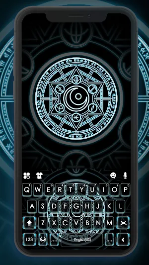 Magic Neon Symbols Keyboard Background Screenshot 0