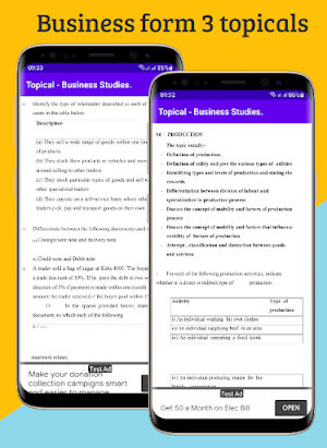 Business Studies; Topicals. Screenshot 2