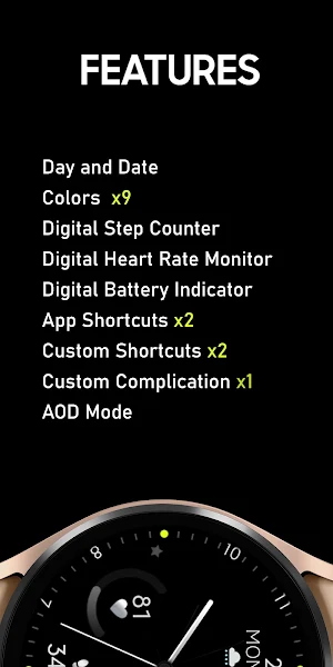 Minimal Black v17 Watch Face Screenshot 2