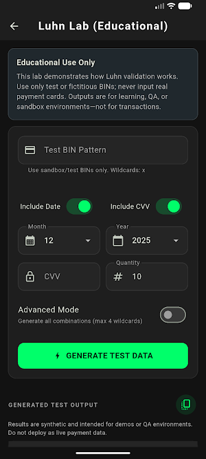 Luhn Lab Screenshot 1