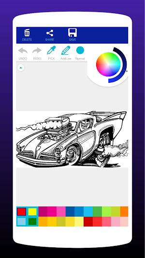 Hotrod Cars Coloring Book Screenshot 0