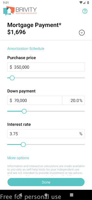 Brivity Mortgage Calculator Screenshot 1