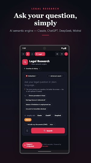 Lexcodex – Swiss Legal AI Screenshot 2