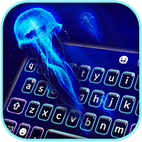 Neon Blue Jellyfish Keyboard B