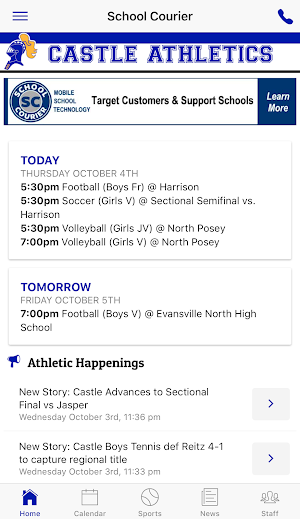 Castle High School Athletics - Indiana Screenshot 1