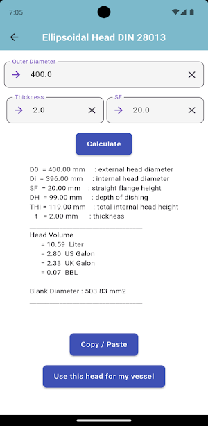 Pressure Vessel Volume Calc Screenshot 3