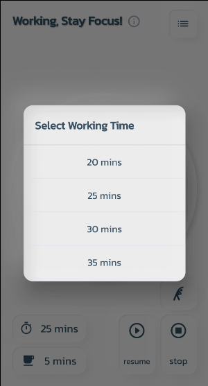 Ergonomic Pomodoro Timer Screenshot 2
