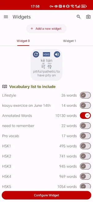 Mandarin Assistant HSK Widget Screenshot 1
