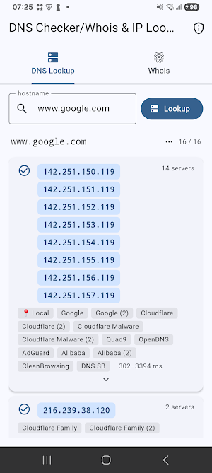 DNS Checker/Whois & IP Lookup Screenshot 0