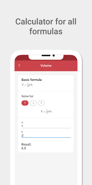 Maths and Physics formulas - with calculator Screenshot 1