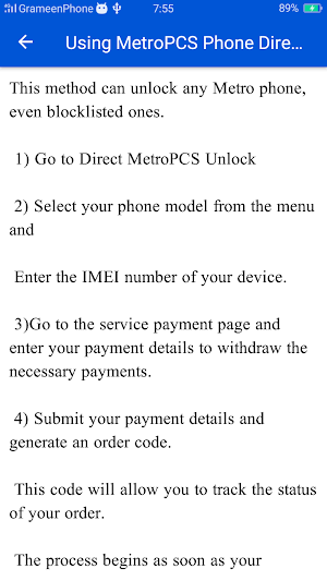 Unlock MetroPCS Phone Guide Screenshot 3
