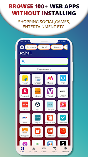 soShell - Mini Apps Store, Fast App browser Screenshot 1
