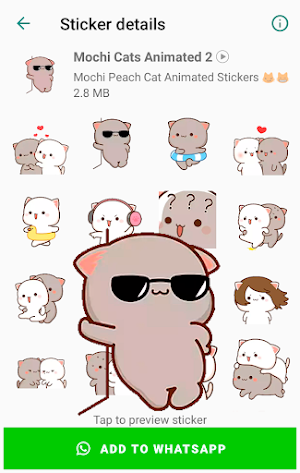 Mochi Peach Cat Animated Stickers for WhatsApp Screenshot 1