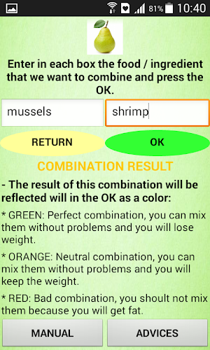 Dissociated diet - Food combin Screenshot 1