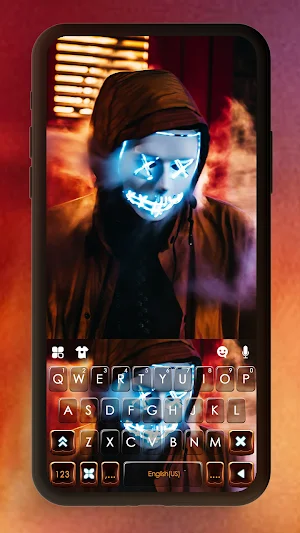 Neon Blue Maskman Keyboard Background Screenshot 0
