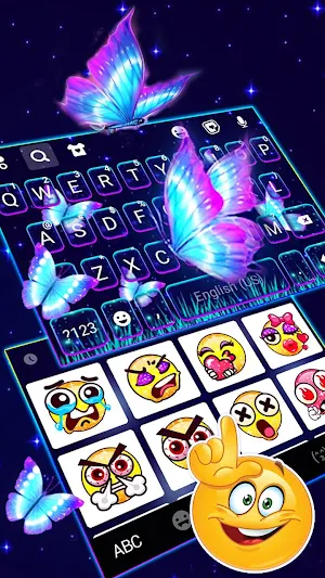 Neon Butterflies Keyboard Theme Screenshot 2