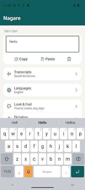 Nagare Offline Voice Keyboard Screenshot 1