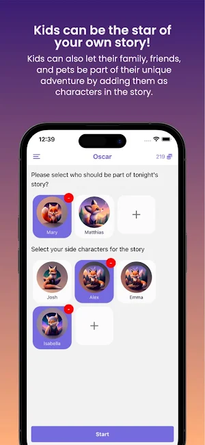 Oscar bedtime story generator Screenshot 2