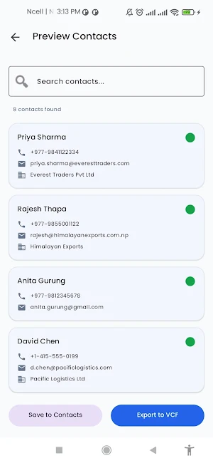 Excel to VCF & Contacts Screenshot 2