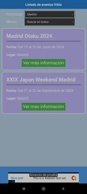 Lista de eventos frikis Screenshot 3
