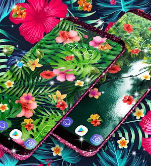 Tropical jungle flowers and leaves live wallpaper Screenshot 3
