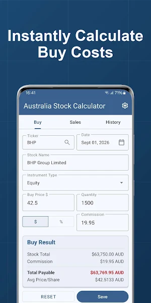 Australia Stock Calculator Screenshot 0
