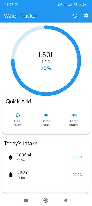 WaterIntake Tracker Screenshot 1