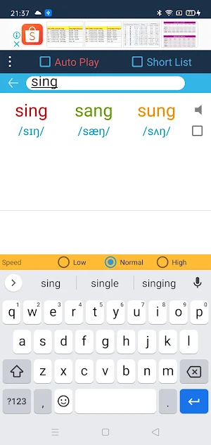 English Irregular Verbs Screenshot 2