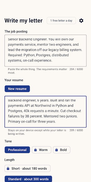 CoverCraft: AI Cover Letters Screenshot 1