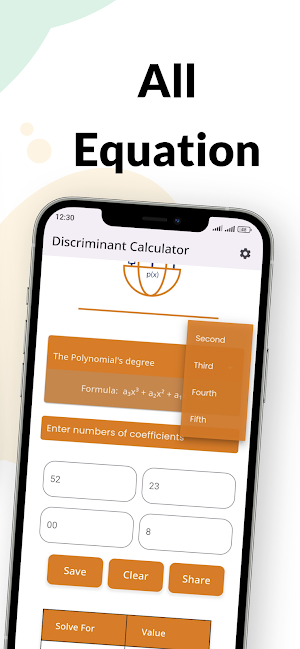 Discriminant Calculator Screenshot 2