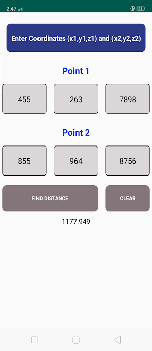 Distance between two points/coordinates calculator Screenshot 2