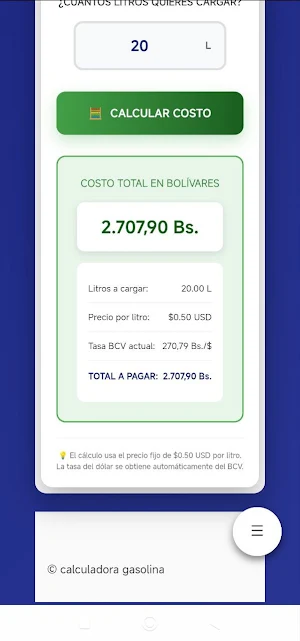 Calculadora de Gasolina BCV Screenshot 1