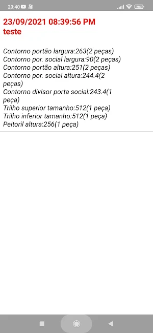 calculo de portões Screenshot 1