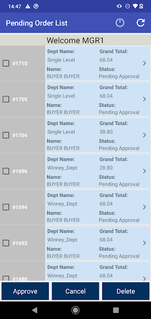 Dealer Order approval Screenshot 1