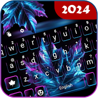 Neon Blue Weed Theme Keyboard