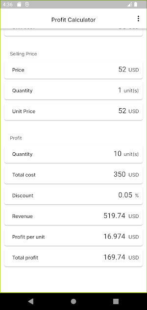 Profit Calculator Screenshot 1