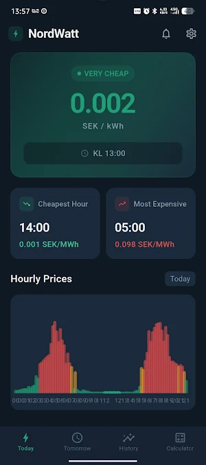 NordWatt - El spot Prices Screenshot 1