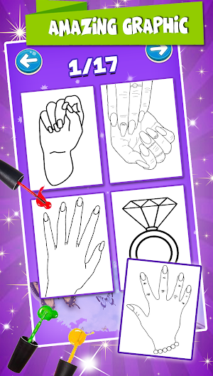 Nail Drawing Book Fashion Coloring Pages Screenshot 2