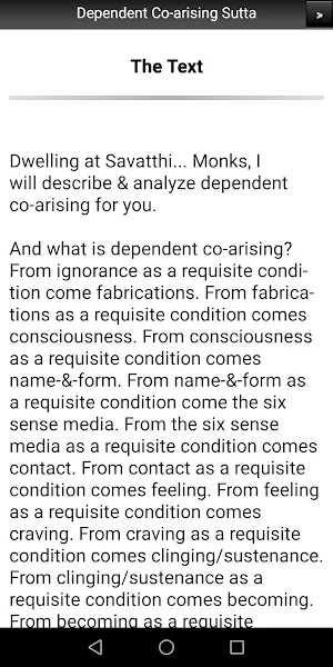 Dependent Co-arising Sutta Screenshot 1