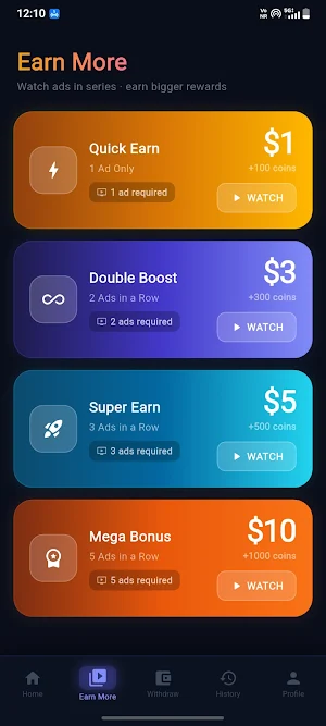 Fast Earn Money Watch Ads Screenshot 1