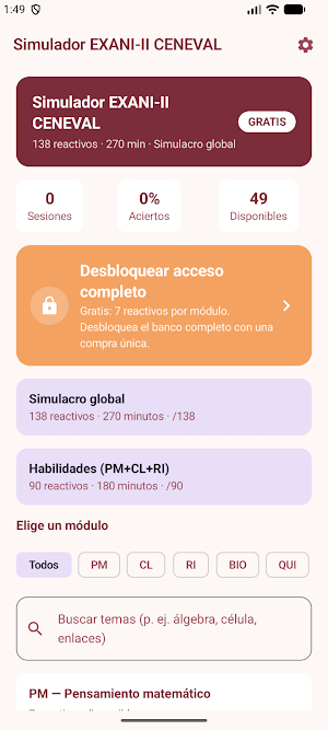 Examen EXANI II CENEVAL 2027 Screenshot 0