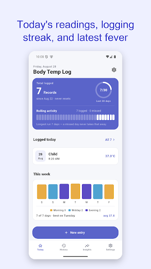 Body Temp Log — Fever Diary Screenshot 0