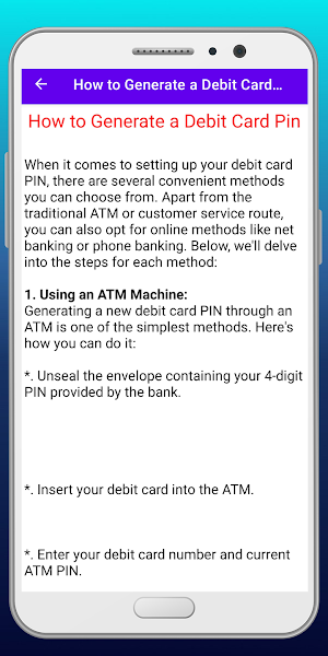 ATM Card PIN Generate Guide Screenshot 1
